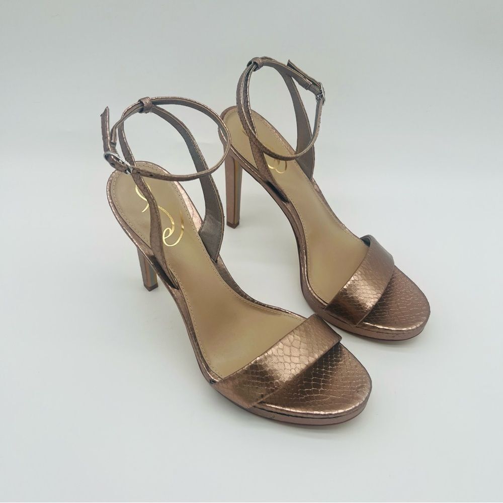 Sam Edelman | Jade Sandals | Snake Print | Rose Gold | Size 7.5 - Picture 2 of 10